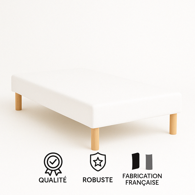 Sommier Tapissier Blanc 80x200 – Fabrication Française Artisanale – Livré avec Pieds