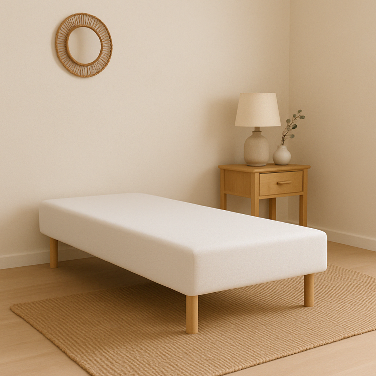 SOMMIER TAPISSIER BLANC 90x190 cm | FABRICATION FRANÇAISE ARTISANALE | PIEDS OFFERTS | HAUTEUR avec PIEDS 27 cm