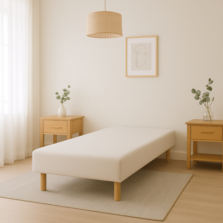SOMMIER TAPISSIER BLANC 90x200 cm | FABRICATION FRANÇAISE ARTISANALE | PIEDS OFFERTS | HAUTEUR avec PIEDS 27 cm