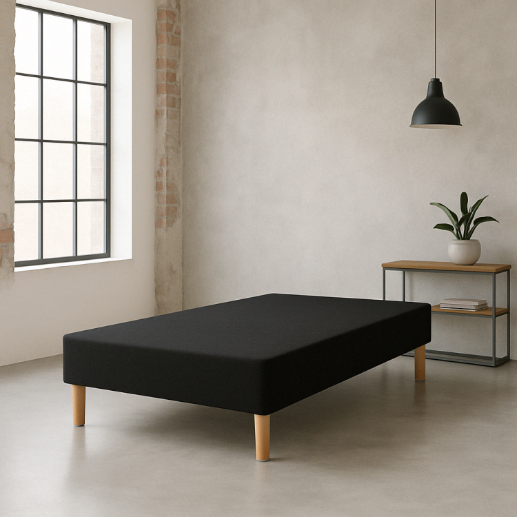 SOMMIER TAPISSIER NOIR 90x190 cm | FABRICATION FRANÇAISE ARTISANALE | PIEDS OFFERTS | HAUTEUR avec PIEDS 27 cm