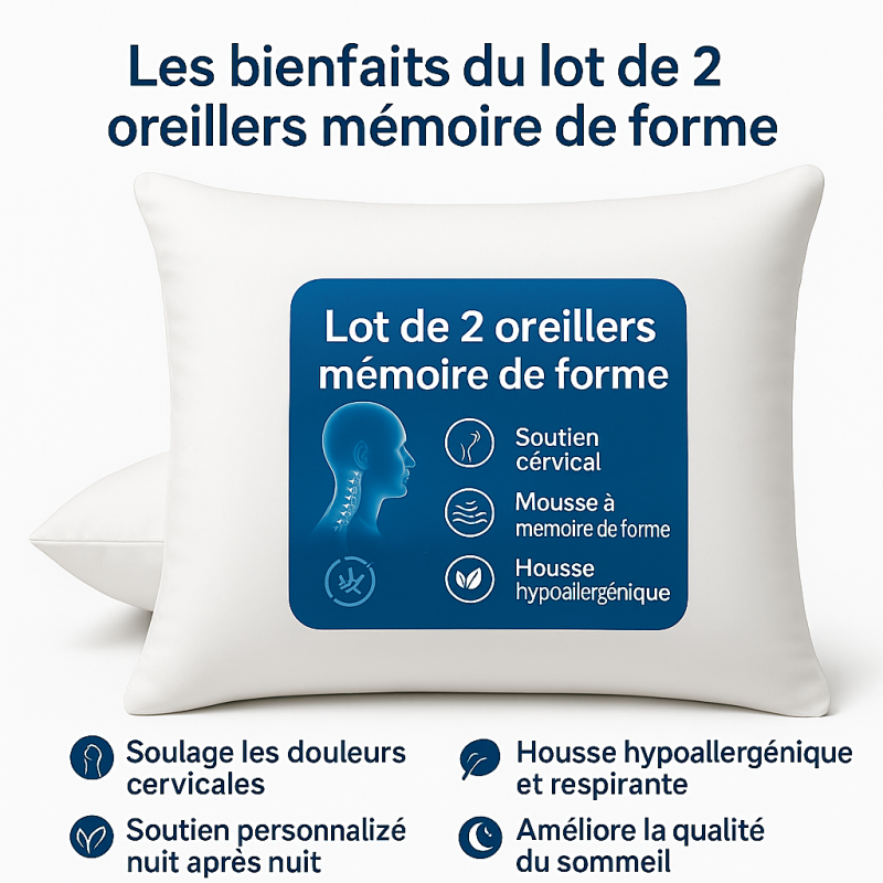 OREILLERS MÉMOIRE de FORME 60x60 cm