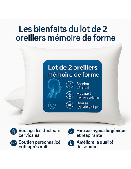 OREILLERS MÉMOIRE de FORME 60x60 cm