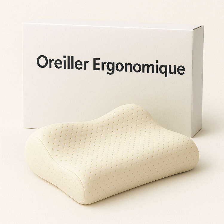 OREILLER ERGONOMIQUE 40x60 cm en MÉMOIRE de FORME  CONFORT CERVICAL et SOMMEIL RÉPARATEUR