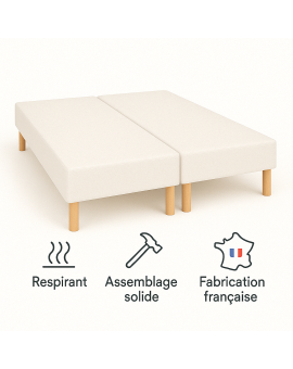SOMMIER TAPISSIER BLANC (70x200x2) 140x200 cm | FABRICATION FRANÇAISE ARTISANALE | PIEDS OFFERTS | HAUTEUR avec PIEDS 27 cm