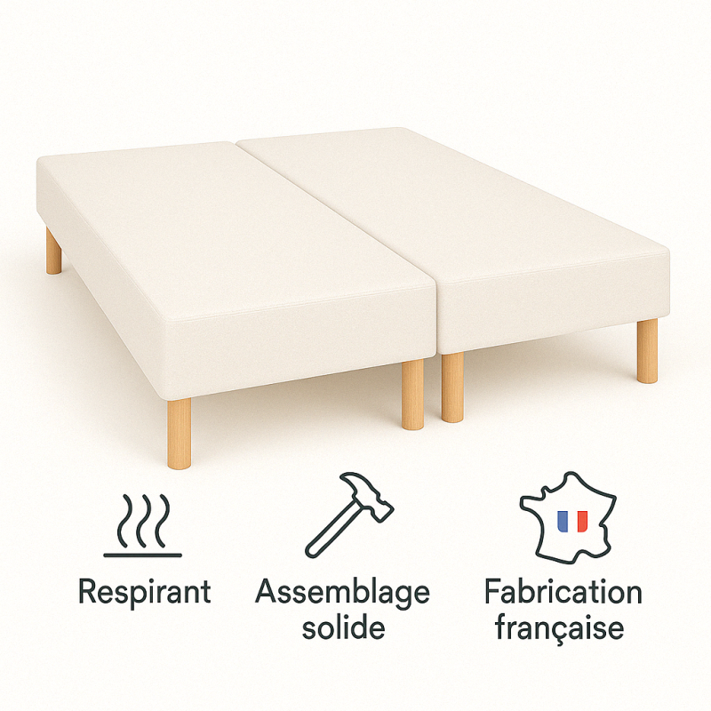 SOMMIER TAPISSIER BLANC (70x200x2) 140x200 cm | FABRICATION FRANÇAISE ARTISANALE | PIEDS OFFERTS | HAUTEUR avec PIEDS 27 cm SOMMIER TAPISSIER BLANC (70x200x2) 140x200 cm | FABRICATION FRANÇAISE ARTISANALE | PIEDS OFFERTS | HAUTEUR avec PIEDS 27 cm