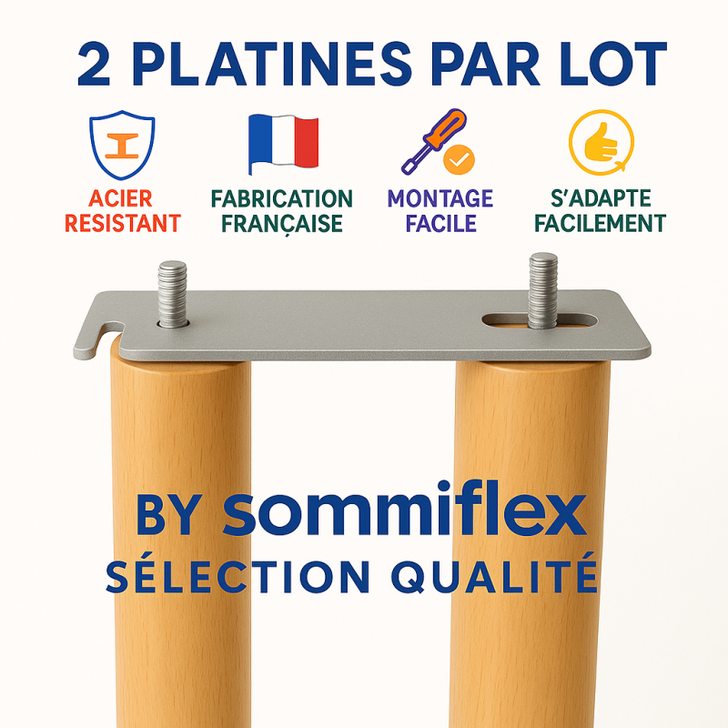 PLATINES DE LIAISON (attache, assemblage, jonction pour sommier) FABRIQUÉES en FRANCE PLATINES DE LIAISON (attache, assemblage, jonction pour sommier) FABRIQUÉES en FRANCE