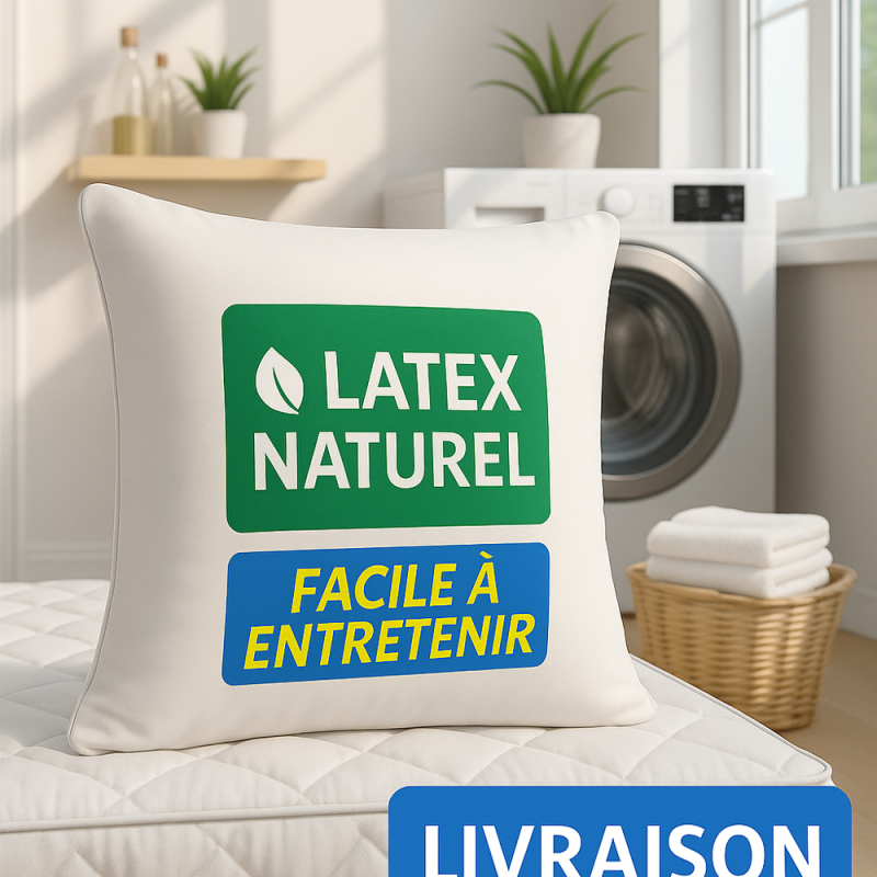 Lot de 2 OREILLERS 60x60 en LATEX NATUREL OREILLER CONFORT SOUPLE et MOELLEUX  OREILLER en MOUSSE de LATEX  GARANTIE à VIE Lot de 2 OREILLERS 60x60 en LATEX NATUREL OREILLER CONFORT SOUPLE et MOELLEUX  OREILLER en MOUSSE de LATEX  GARANTIE à VIE