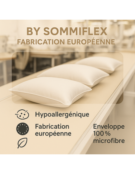 OREILLER 60x60 CONFORT en LATEX NATUREL SOUPLE et MOELLEUX  OREILLER en MOUSSE de LATEX  GARANTIE à VIE