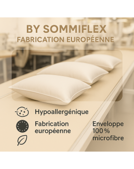 Lot de 2 OREILLERS 60x60 en LATEX NATUREL OREILLER CONFORT SOUPLE et MOELLEUX  OREILLER en MOUSSE de LATEX  GARANTIE à VIE