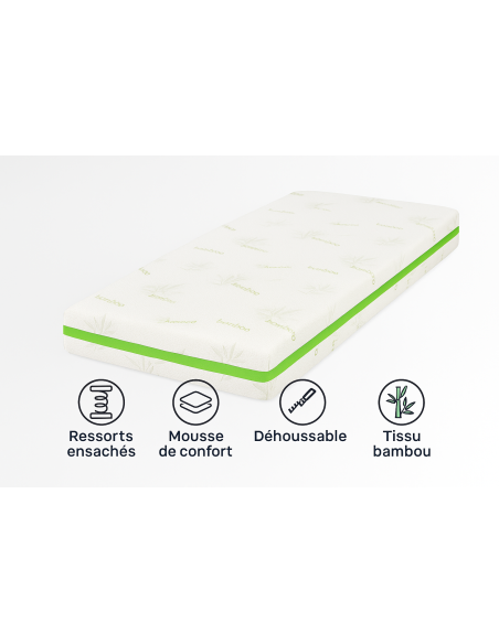 Matelas Bambou 90x200  Ressorts & Confort