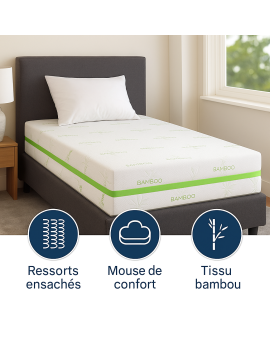 Matelas Bambou 90x200  Ressorts & Confort