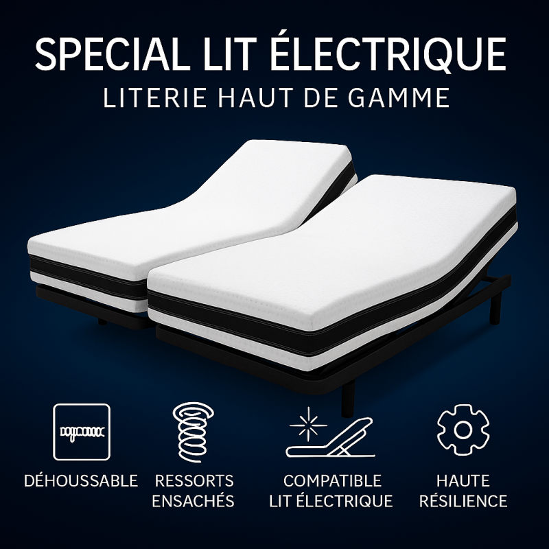 Matelas 2x80x200  Spécial Lit Électrique  Fabrication Européenne
