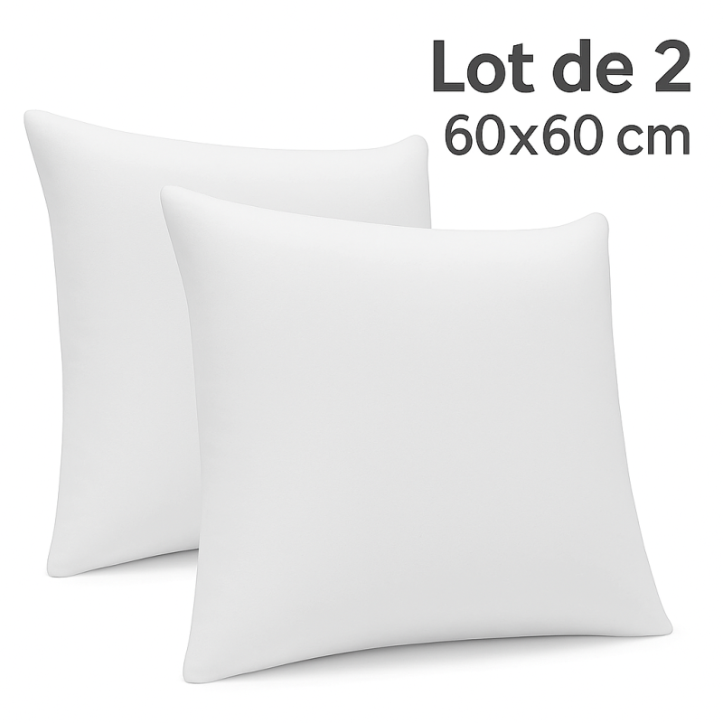 LOT de 2 OREILLERS 60x60 MÉMOIRE de FORME SPÉCIAL CERVICALES GARANTIE à VIE LOT de 2 OREILLERS 60x60 MÉMOIRE de FORME SPÉCIAL CERVICALES GARANTIE à VIE