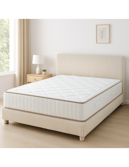 Matelas 25 cm  Ressorts ensachés mousse HR  Confort mi-ferme  Respirant, anti-acariens, livré roulé