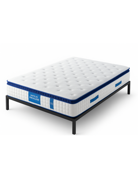 Matelas 140x190 cm  Ressorts Ensachés  Épaisseur 28 cm  Surmatelas Mousse HR  Confort MiFerme  Garantie 4 Ans