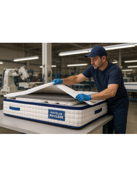 Matelas 140x190 cm  Ressorts Ensachés  Épaisseur 28 cm  Surmatelas Mousse HR  Confort MiFerme  Garantie 4 Ans