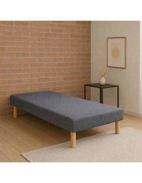 SOMMIER TAPISSIER GRIS 90x190 cm  FABRICATION FRANÇAISE ARTISANALE  PIEDS OFFERTS  HAUTEUR avec PIEDS 27 cm