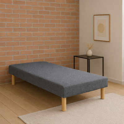 SOMMIER TAPISSIER GRIS 90x200 cm | FABRICATION FRANÇAISE ARTISANALE | PIEDS OFFERTS | HAUTEUR avec PIEDS 27 cm