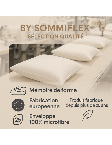 LOT de 2 OREILLERS 40x60 MÉMOIRE de FORME SPÉCIAL CERVICALES GARANTIE à VIE