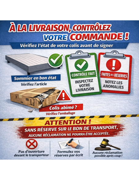 SOMMIER TAPISSIER GRIS 140x200 cm | FABRICATION FRANÇAISE ARTISANALE | PIEDS OFFERTS | HAUTEUR avec PIEDS 27 cm