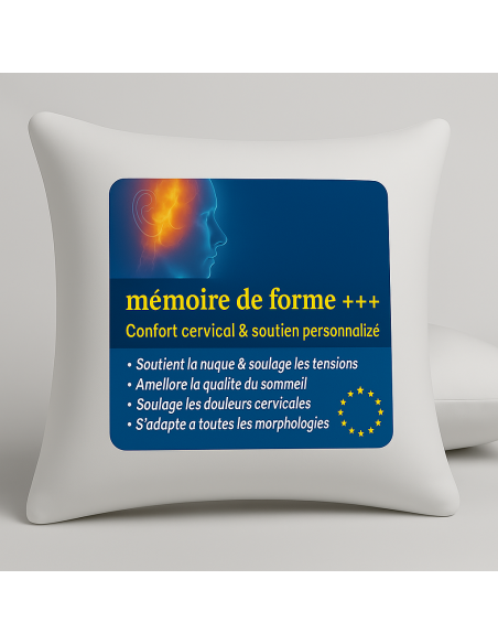 OREILLERS MÉMOIRE de FORME 60x60 cm