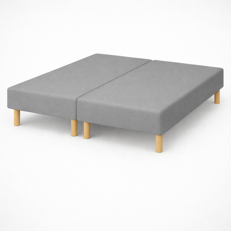 SOMMIER TAPISSIER GRIS 100x200x2 (200x200) | FABRICATION FRANÇAISE ARTISANALE | PIEDS OFFERTS | HAUTEUR avec PIEDS 27 cm