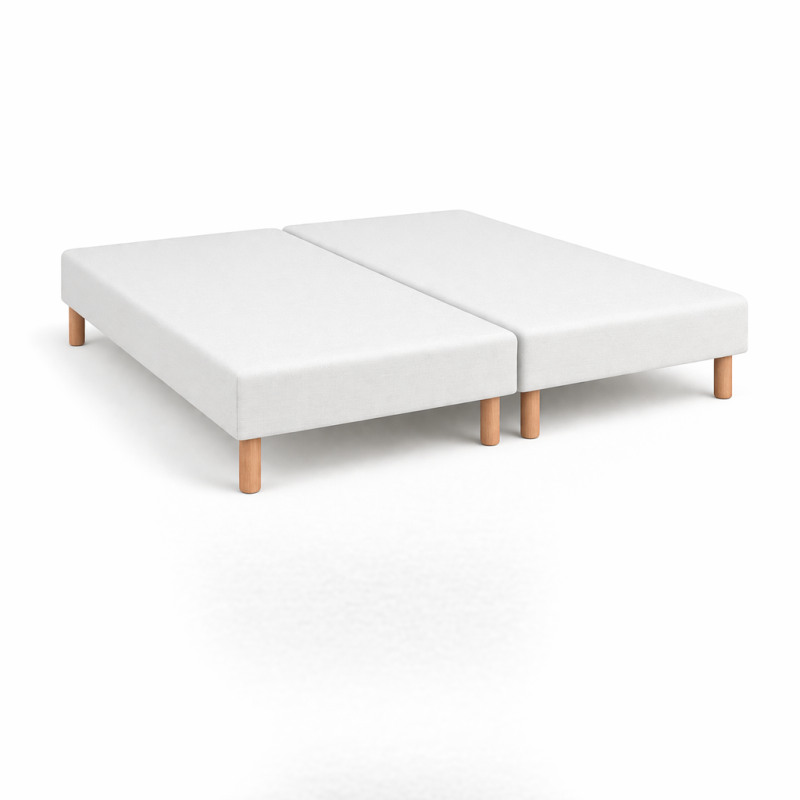 Lot de 2 Sommiers Tapissiers Blanc 80x200 (160x200)  Fabrication Française Artisanale  Avec Pieds