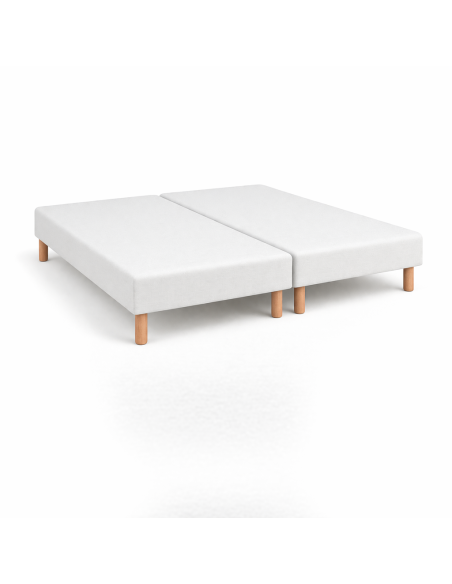 Lot de 2 Sommiers Tapissiers Blanc 80x200 (160x200)  Fabrication Française Artisanale  Avec Pieds