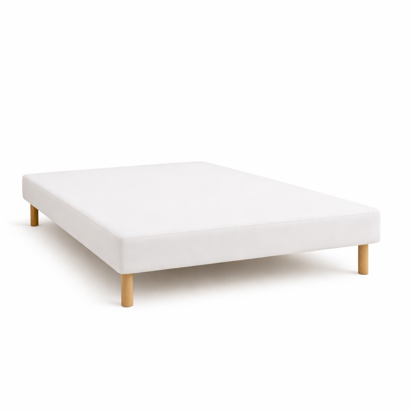 SOMMIER TAPISSIER BLANC 120x190 cm | FABRICATION FRANÇAISE ARTISANALE | PIEDS OFFERTS | HAUTEUR avec PIEDS 27 cm