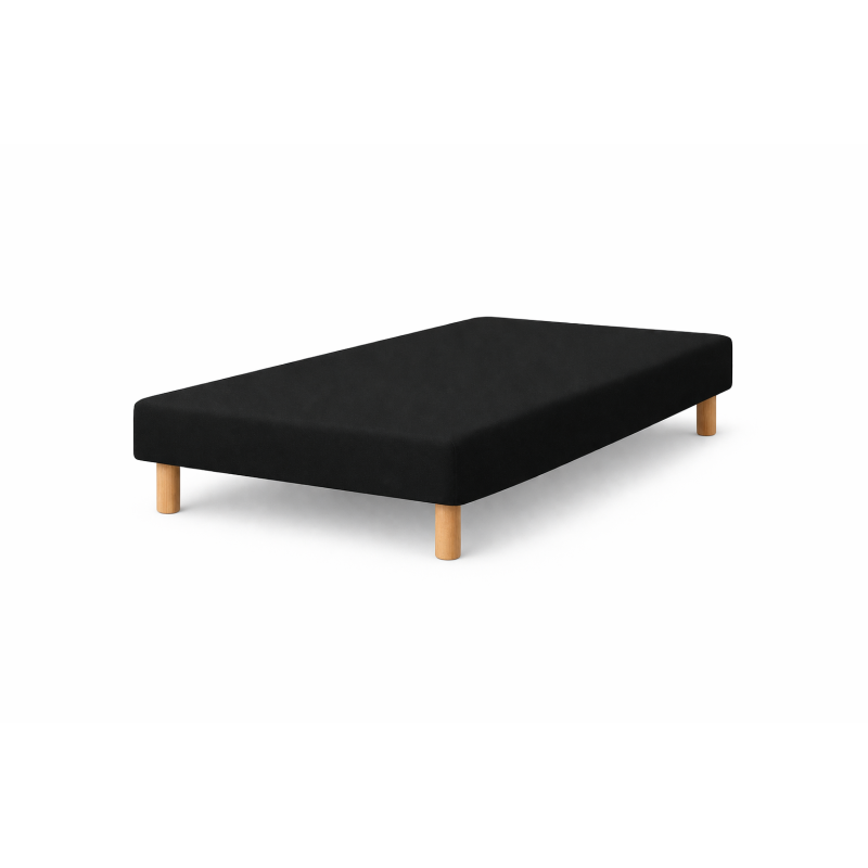 SOMMIER TAPISSIER NOIR 90x190 cm | FABRICATION FRANÇAISE ARTISANALE | PIEDS OFFERTS | HAUTEUR avec PIEDS 27 cm