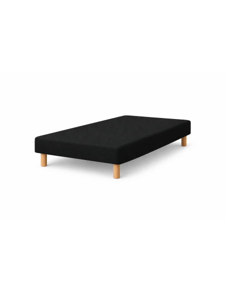 SOMMIER TAPISSIER NOIR 90x190 cm | FABRICATION FRANÇAISE ARTISANALE | PIEDS OFFERTS | HAUTEUR avec PIEDS 27 cm