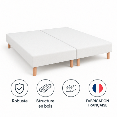 SOMMIER TAPISSIER BLANC (70x200x2) 140x200 cm | FABRICATION FRANÇAISE ARTISANALE | PIEDS OFFERTS | HAUTEUR avec PIEDS 27 cm 2