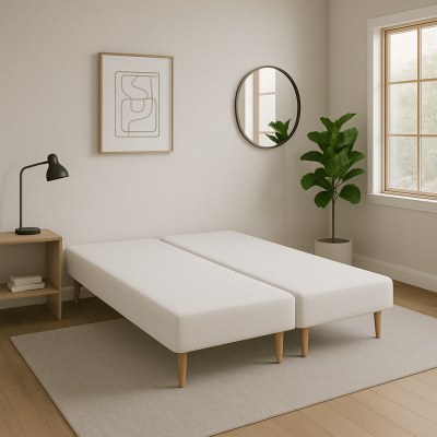 SOMMIER TAPISSIER BLANC (70x200x2) 140x200 cm | FABRICATION FRANÇAISE ARTISANALE | PIEDS OFFERTS | HAUTEUR avec PIEDS 27 cm