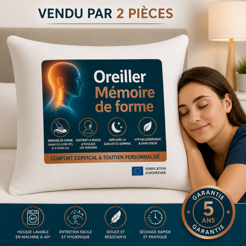 OREILLERS MÉMOIRE de FORME 60x60 cm