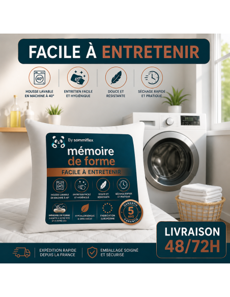 OREILLERS MÉMOIRE de FORME 60x60 cm