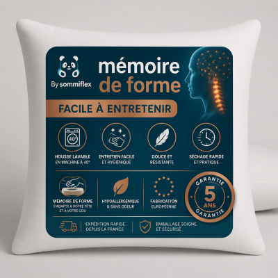 OREILLERS MÉMOIRE de FORME 60x60 cm