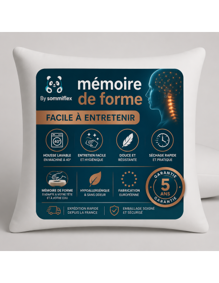 OREILLERS MÉMOIRE de FORME 60x60 cm