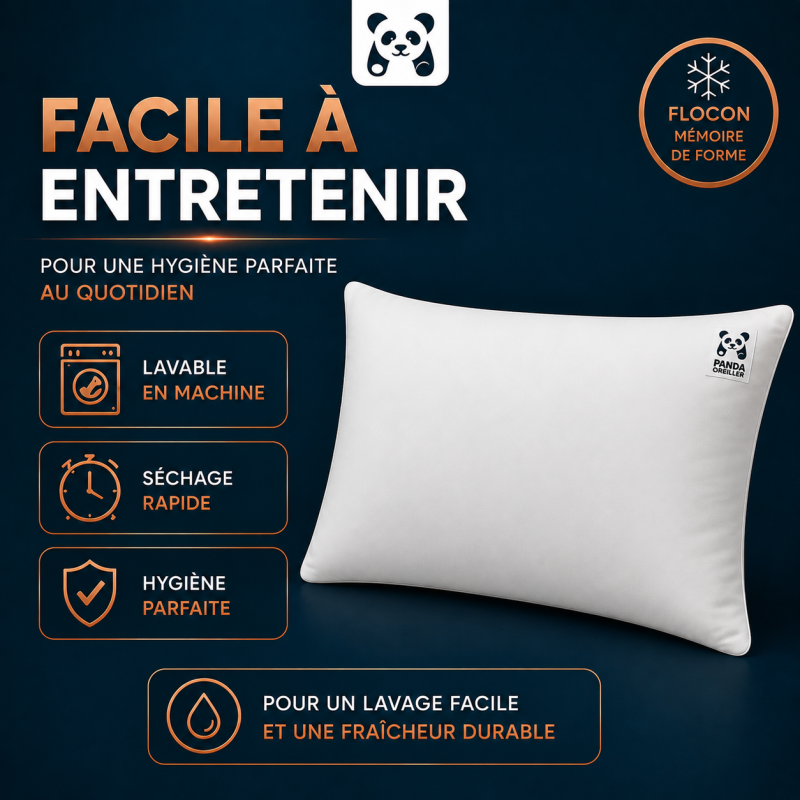 LOT de 2 OREILLERS 40x60 FLOCON MÉMOIRE de FORME SPÉCIAL CERVICALES GARANTIE à VIE