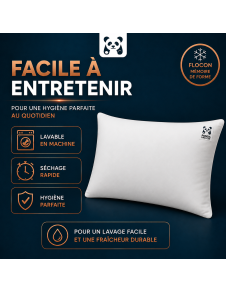 LOT de 2 OREILLERS 40x60 FLOCON MÉMOIRE de FORME SPÉCIAL CERVICALES GARANTIE à VIE