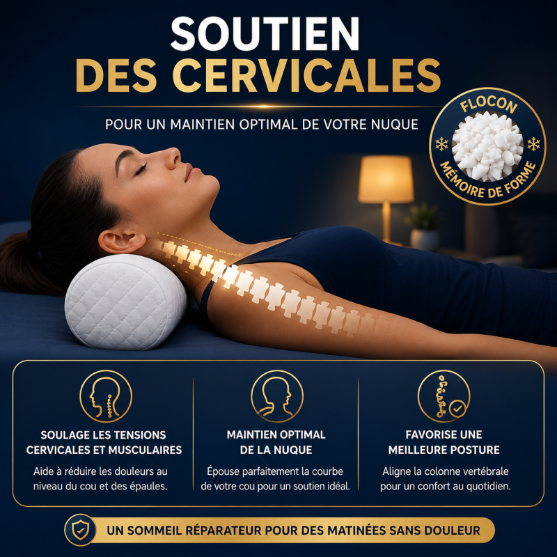 Traversin polochon 160 cm mémoire de forme  Idéal lit double  Confort ferme  Lavable  Soutien cervical  Sommiflex