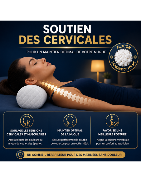 Traversin polochon 160 cm mémoire de forme  Idéal lit double  Confort ferme  Lavable  Soutien cervical  Sommiflex