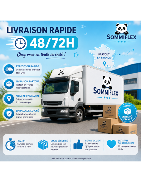 Traversin polochon 90 cm mémoire de forme  Idéal lit double  Confort ferme  Lavable  Soutien cervical  Sommiflex