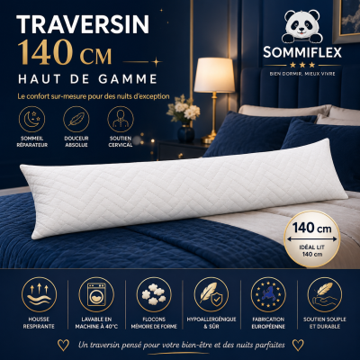 TRAVERSIN 140 cm FERME en MÉMOIRE de FORME