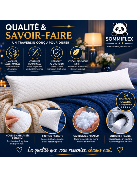 TRAVERSIN 140 cm FERME en MÉMOIRE de FORME