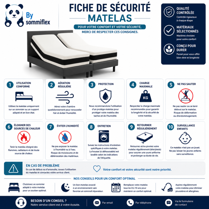 Matelas 2x80x200  Spécial Lit Électrique  Fabrication Européenne