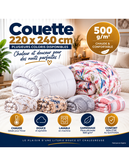 Couette 4 Saisons Très Chaude  Moelleuse et Thermorégulatrice 220x240