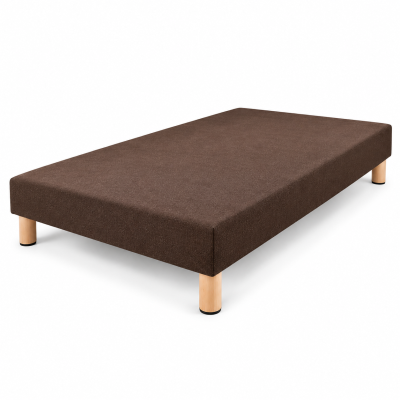 SOMMIER TAPISSIER MARRON 130x190 cm | FABRICATION FRANÇAISE ARTISANALE | PIEDS OFFERTS | HAUTEUR avec PIEDS 27 cm